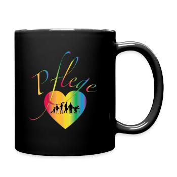 Pflege mit Herz Krankenhaus Pflegeheim Evolution - Tasse einfarbig - Schwarz - Rechts