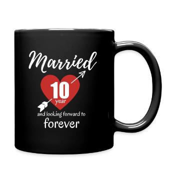 10. Hochzeitstag - Tasse einfarbig - Schwarz - Rechts