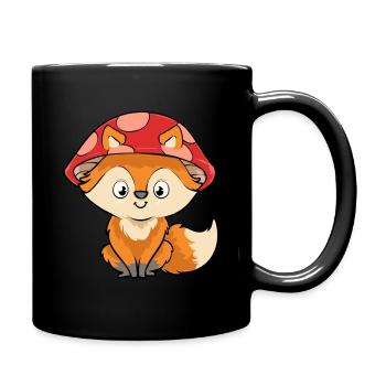 Cottagecore Aesthetic Fox Mushroom Hat Forest Animals Mushroom - Full Colour Mug - black - Right