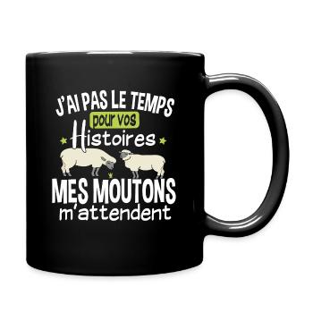 Mouton Moutons Brebis Fermier Berger Humour Noël - Mug uni - noir - Droite