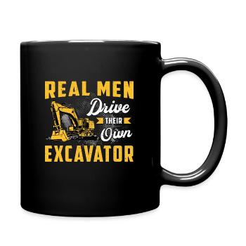 Baggerfahrer Bagger Bauarbeiter Baggern Geschenk - Tasse einfarbig - Schwarz - Rechts