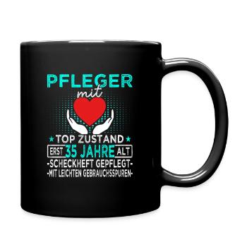 Pfleger 35 Jahre - Altenpfleger - Pflegekraft - Tasse einfarbig - Schwarz - Rechts