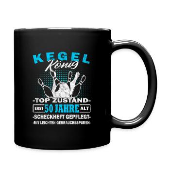 Kegelkönig - Pudelkönig - Kegeln - Kegelverein - Tasse einfarbig - Schwarz - Rechts
