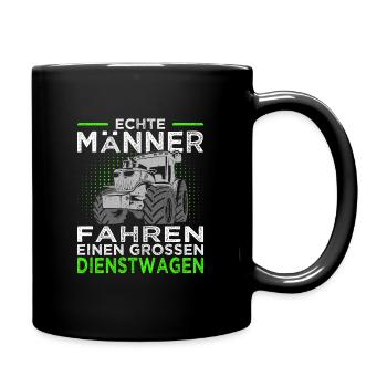 Echte Männer fahren große Dienstwagen - Bauern - Tasse einfarbig - Schwarz - Rechts