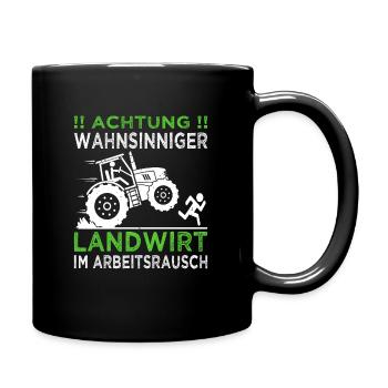 Achtung wahnsinniger Landwirt - Traktoren, Bauern - Tasse einfarbig - Schwarz - Rechts