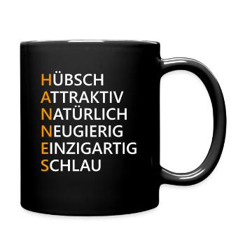 Hannes Name Geschenk - Tasse einfarbig - Schwarz - Rechts