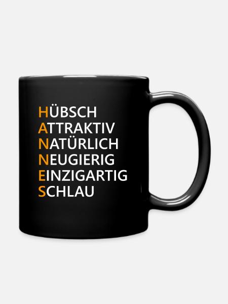 Hannes Name Geschenk - Tasse einfarbig - Schwarz