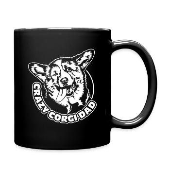 CRAZY CORGI DAD funny Welsh Corgi Wilsigns - Full Colour Mug - black - Right