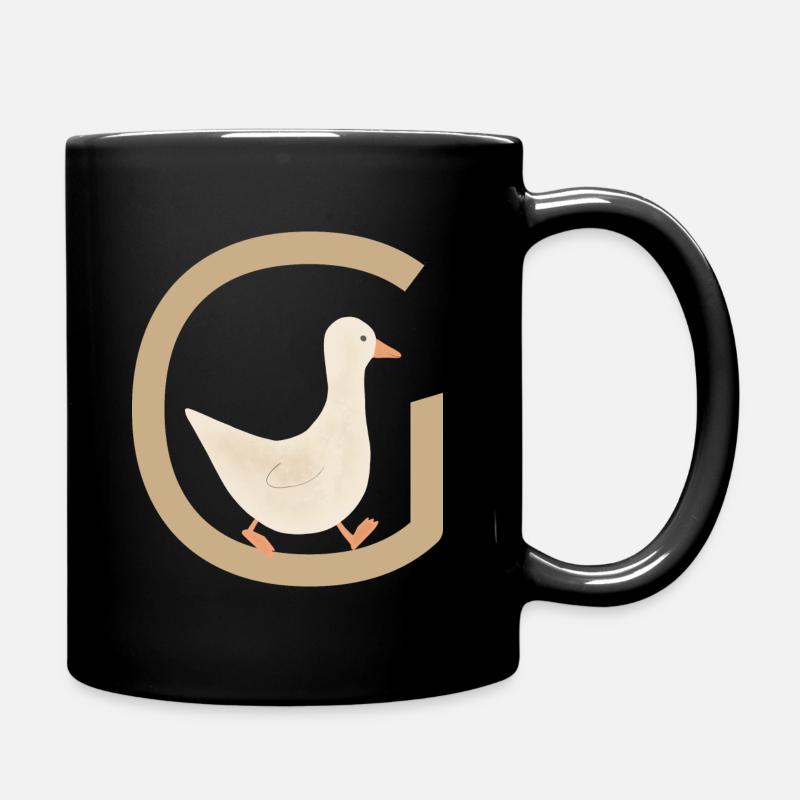 G - GANS - ABC, Alphabet, Buchstabe, Tier, Name - Tasse einfarbig - Schwarz