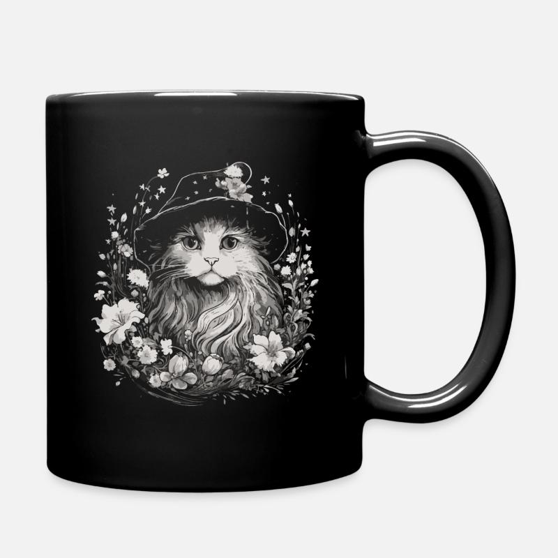 Katze zauberer cottagecore - Tasse einfarbig - Schwarz