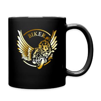 Biker Motif with Wings Motorcycle Gift - Full Colour Mug - black - Right
