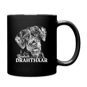 Deutsch Drahthaar - Tasse einfarbig - Schwarz - Rechts