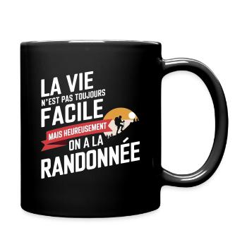 Life is not always easy, hiking - Full Colour Mug - black - Right