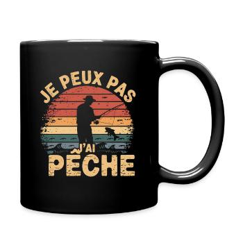 Je peux pas j ai Pêche - Mug uni - noir - Droite