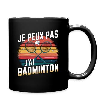 Passion Badminton - Look Années 80 - Mug uni - noir - Droite