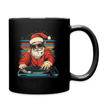 Santa Claus with sunglasses at the turntable - Full Colour Mug - black - Right