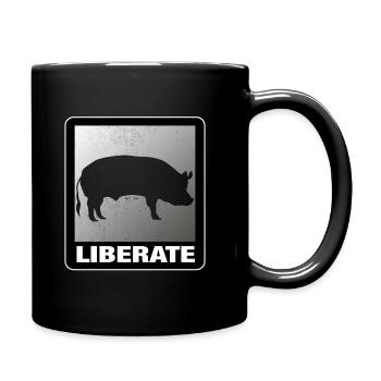 Liberate Vegan Animal Liberation Pig - Full Colour Mug - black - Right