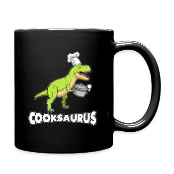 Koch Dinosaurier Cartoon Comic Lustig Geschenkidee - Tasse einfarbig - Schwarz - Rechts