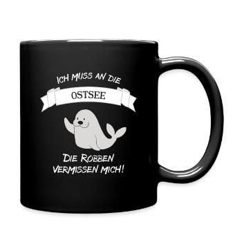 Süße Ostsee Robbe – Ostsee Urlaub - Tasse einfarbig - Schwarz - Rechts