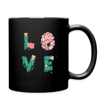 Halloween Zombie Monster Gehirn Love Brains - Tasse einfarbig - Schwarz - Rechts