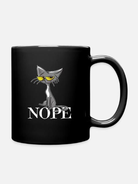 Katze Nein - Tasse einfarbig - Schwarz