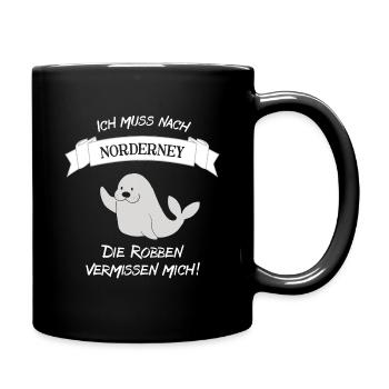 Süße Robbe Norderney - Geschenk Norderney Fan - Tasse einfarbig - Schwarz - Rechts