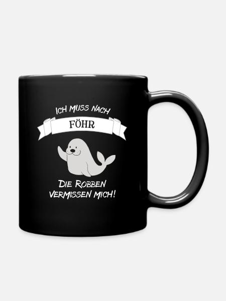 Süße Föhr Robbe - Geschenk für Föhr Fans - Tasse einfarbig - Schwarz