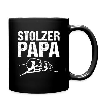 Stolzer Papa Faustcheck - Tasse einfarbig - Schwarz - Rechts