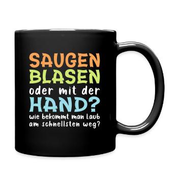 Saugen oder mit der Hand ? - Tasse einfarbig - Schwarz - Rechts