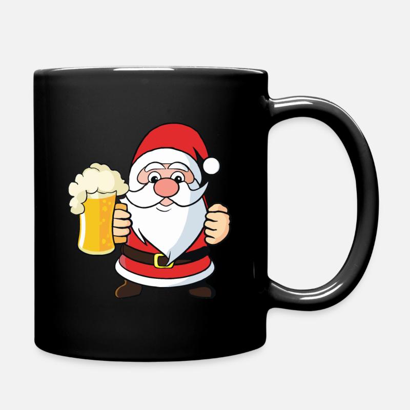 Santa Claus with beer - Full Colour Mug - black