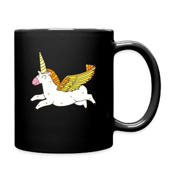 Einhorn-Pegasus - Tasse einfarbig - Schwarz - Rechts