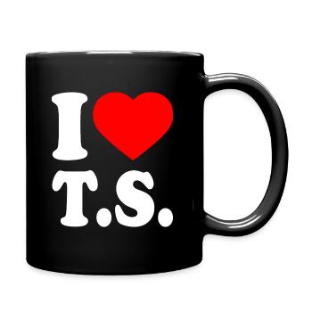 I love ts - Tasse einfarbig - Schwarz - Rechts