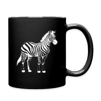 Zebra weiß - Tasse einfarbig - Schwarz - Rechts