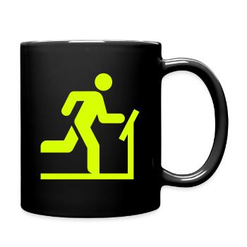 Fitness, Laufband, Fitnessstudio - Tasse einfarbig - Schwarz - Rechts
