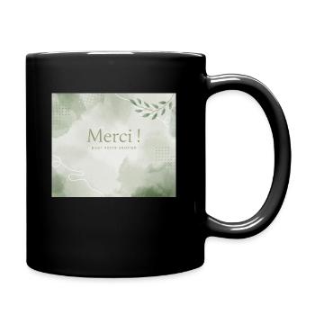 Facebook Post Danke Aquarell Blatt Grün - Tasse einfarbig - Schwarz - Rechts