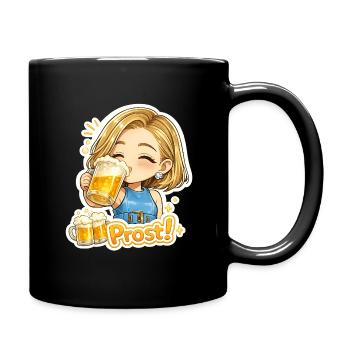 Prost! Fröhliche Biertrinker-Illustration - Tasse einfarbig - Schwarz - Rechts