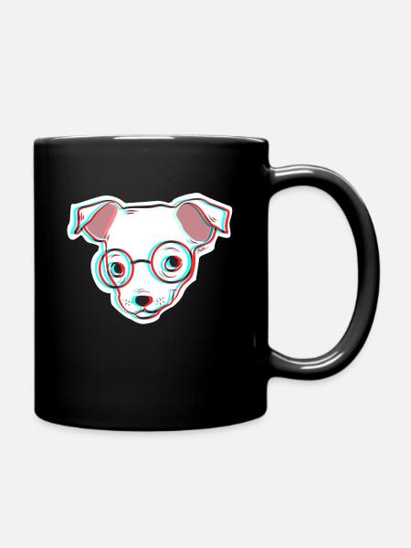 weise Hund - Tasse einfarbig - Schwarz
