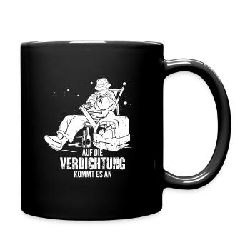 Straßenbau Straßenbauer Asphaltbauer Geschenk - Tasse einfarbig - Schwarz - Rechts