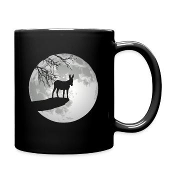 Esel Silhouette Mond Burro Muli Maultier Mama Papa - Tasse einfarbig - Schwarz - Rechts