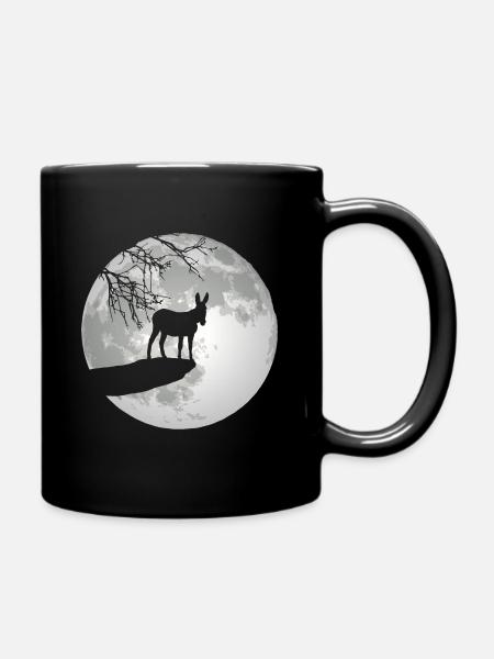 Esel Silhouette Mond Burro Muli Maultier Mama Papa - Tasse einfarbig - Schwarz