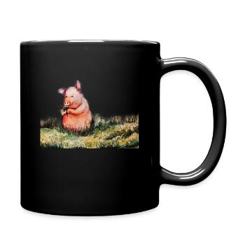 Piglet on the meadow - Full Colour Mug - black - Right