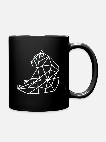 Bear Geometric Line - Full Colour Mug - black