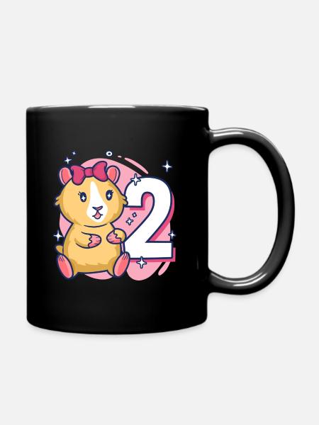 2. Geburtstag Meerschwein Mädchen 2 Jahre alt - Tasse einfarbig - Schwarz