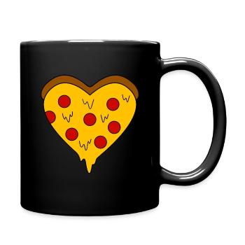 Pizza Herz I Love Pizza - Tasse einfarbig - Schwarz - Rechts
