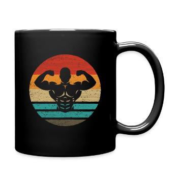 Bodybuilding Double Biceps Retro Style Vintage - Tasse einfarbig - Schwarz - Rechts