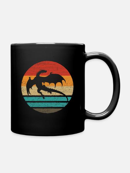 Dragon Retro Style Vintage - Full Colour Mug - black