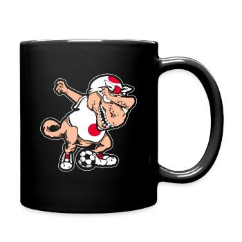 Fußballfan Tyrannosaurus T Rex Fußball Japan - Tasse einfarbig - Schwarz - Rechts