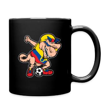 Fußballfan Tyrannosaurus T Rex Fußball Ecuador - Tasse einfarbig - Schwarz - Rechts
