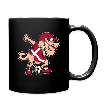 Fußballfan Tyrannosaurus T Rex Fußball Dänemark - Tasse einfarbig - Schwarz - Rechts
