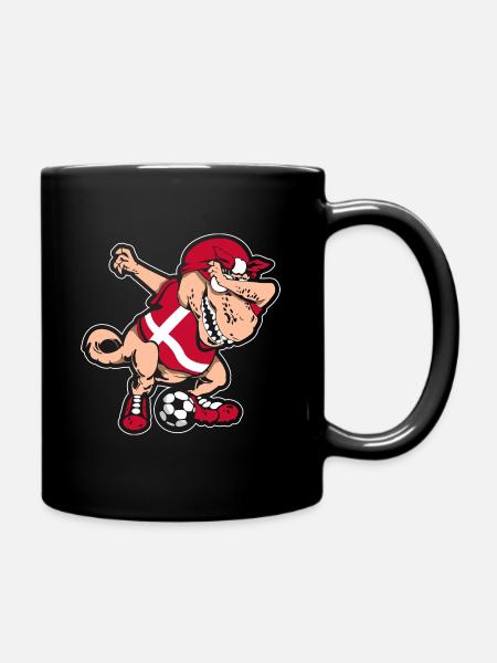Fußballfan Tyrannosaurus T Rex Fußball Dänemark - Tasse einfarbig - Schwarz